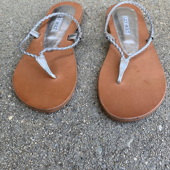 Lily Holt Silver Greek Braid Strap Sandals Size 6 - Picture 3 of 6